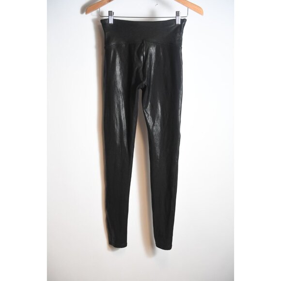 Spanx Faux Leather Leggings Black Size Medium Slimming High Rise Shaping Pants - Picture 5 of 8